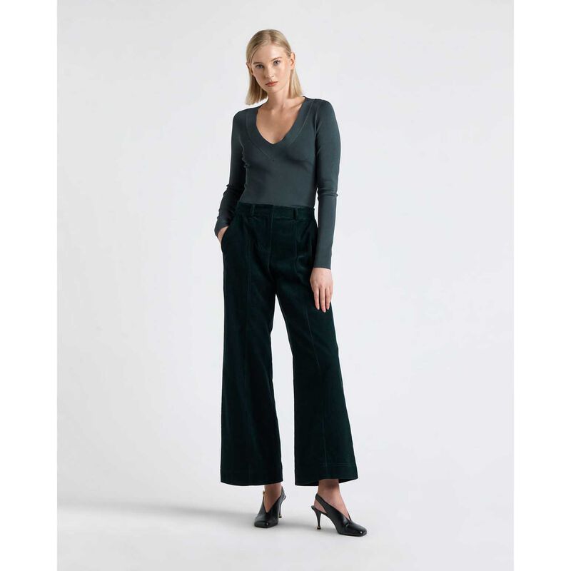 Cue Shiny V-Neck Long Sleeve Knit image number 3